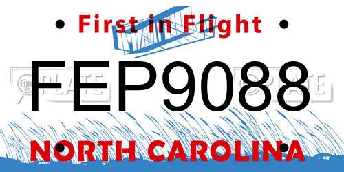 FEP9088 North Carolina License Plate