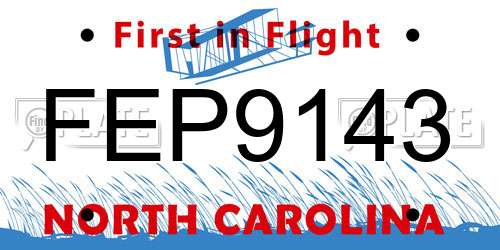 FEP9143 North Carolina License Plate