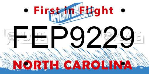 FEP9229 North Carolina License Plate