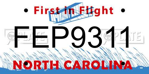 FEP9311 North Carolina License Plate