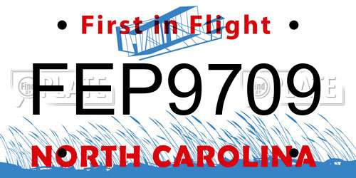 FEP9709 North Carolina License Plate