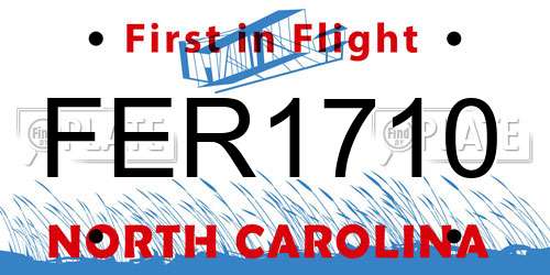 FER1710 North Carolina License Plate