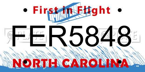 FER5848 North Carolina License Plate
