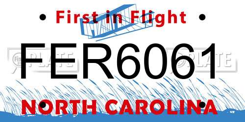 FER6061 North Carolina License Plate