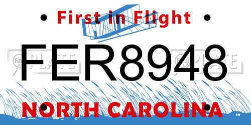 FER8948 North Carolina License Plate