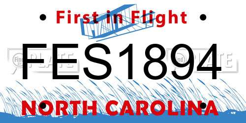FES1894 North Carolina License Plate