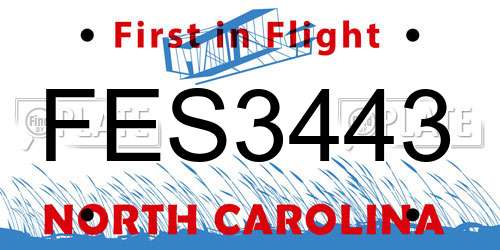 FES3443 North Carolina License Plate