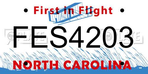 FES4203 North Carolina License Plate