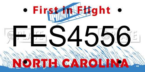 FES4556 North Carolina License Plate