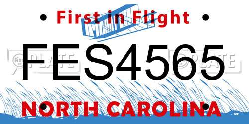 FES4565 North Carolina License Plate
