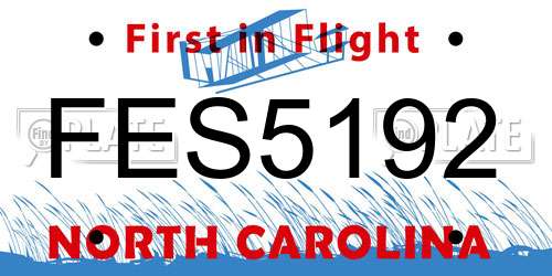FES5192 North Carolina License Plate