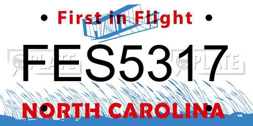FES5317 North Carolina License Plate