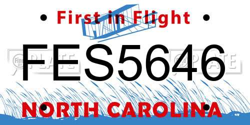 FES5646 North Carolina License Plate