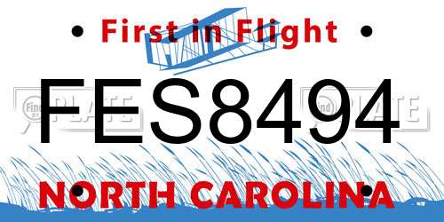 FES8494 North Carolina License Plate