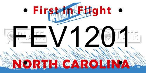 FEV1201 North Carolina License Plate