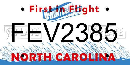 FEV2385 North Carolina License Plate