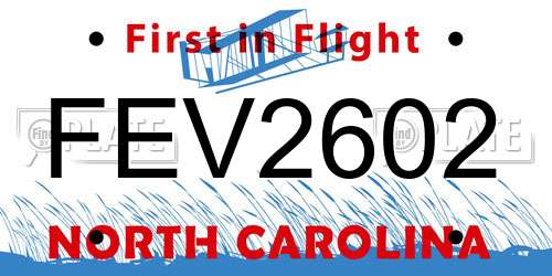 FEV2602 North Carolina License Plate