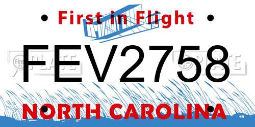 FEV2758 North Carolina License Plate