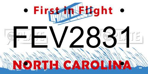 FEV2831 North Carolina License Plate