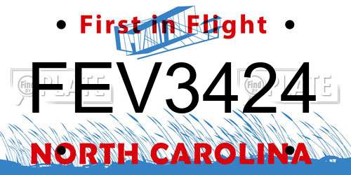 FEV3424 North Carolina License Plate