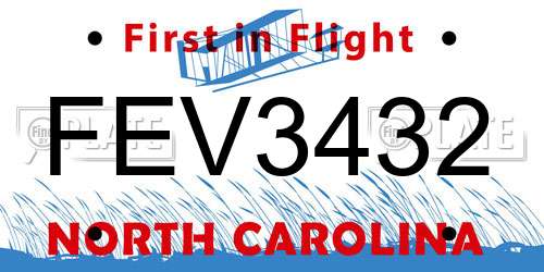 FEV3432 North Carolina License Plate
