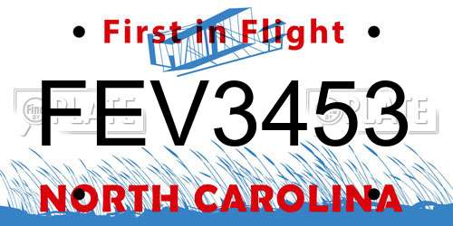 FEV3453 North Carolina License Plate