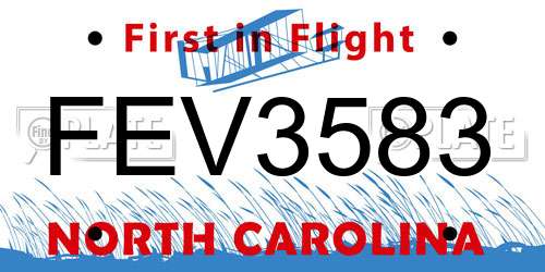 FEV3583 North Carolina License Plate