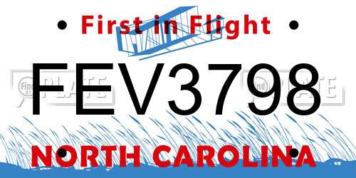 FEV3798 North Carolina License Plate