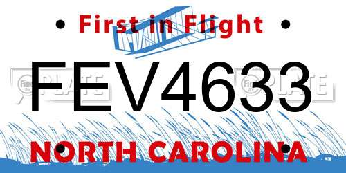 FEV4633 North Carolina License Plate