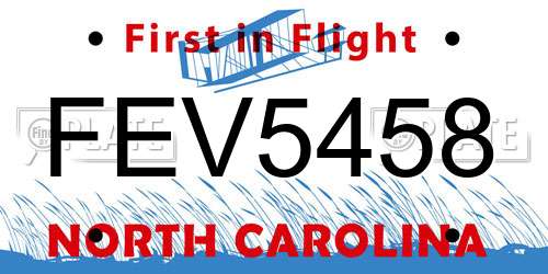 FEV5458 North Carolina License Plate