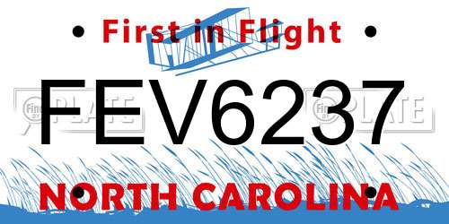 FEV6237 North Carolina License Plate