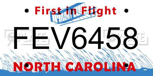 FEV6458 North Carolina License Plate