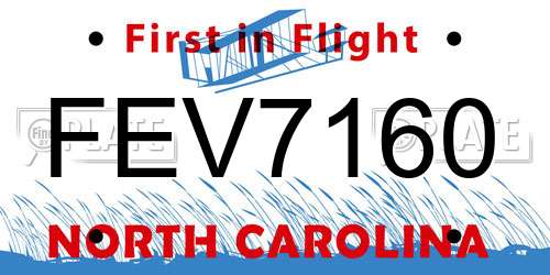 FEV7160 North Carolina License Plate
