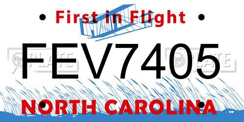 FEV7405 North Carolina License Plate
