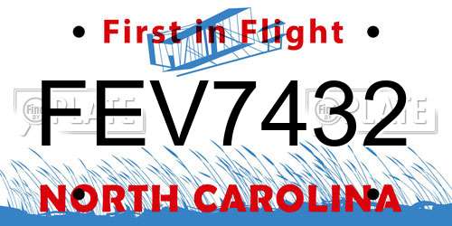 FEV7432 North Carolina License Plate