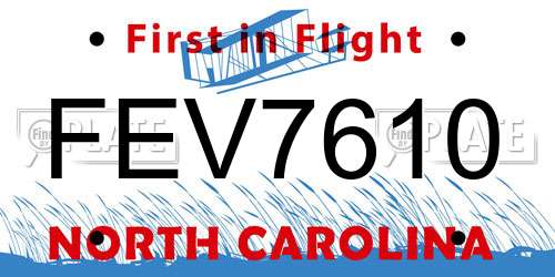 FEV7610 North Carolina License Plate