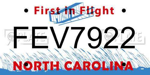 FEV7922 North Carolina License Plate