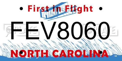 FEV8060 North Carolina License Plate