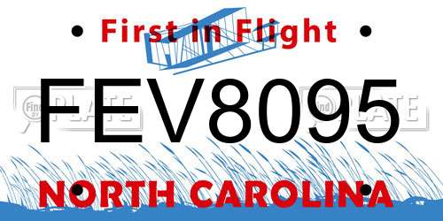FEV8095 North Carolina License Plate