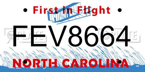 FEV8664 North Carolina License Plate