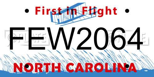 FEW2064 North Carolina License Plate