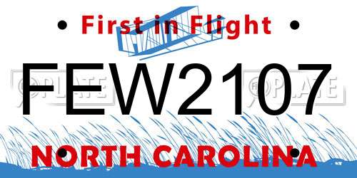 FEW2107 North Carolina License Plate