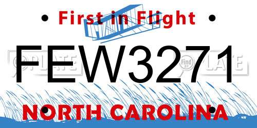 FEW3271 North Carolina License Plate