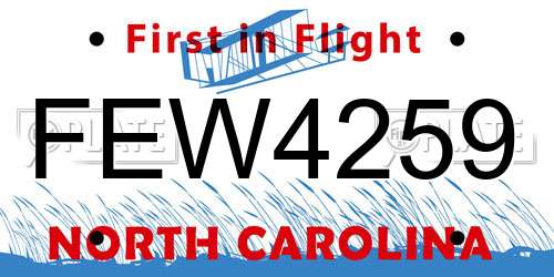 FEW4259 North Carolina License Plate
