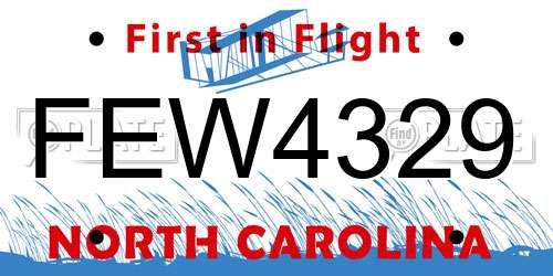 FEW4329 North Carolina License Plate