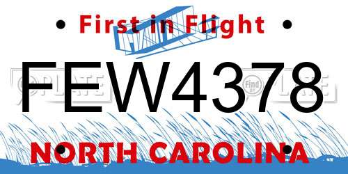 FEW4378 North Carolina License Plate