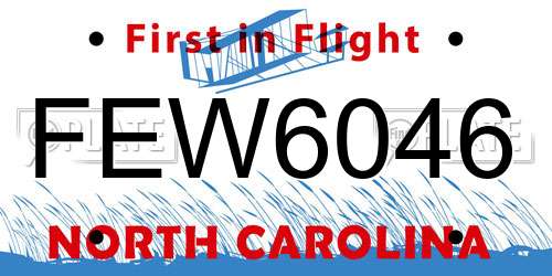 FEW6046 North Carolina License Plate