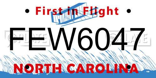 FEW6047 North Carolina License Plate
