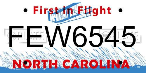 FEW6545 North Carolina License Plate