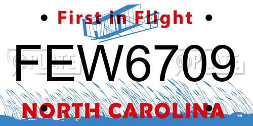 FEW6709 North Carolina License Plate